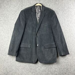 Adolfo Blazer Sport Coat Mens 46R Black 2 Button Mini Corduroy Jacket Preppy